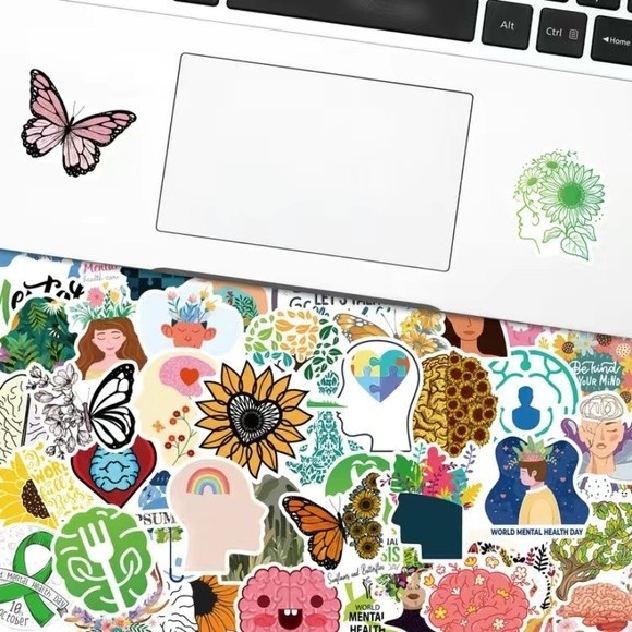 47 Pc Stickers Set Mental Health Theme Waterproof Vinyl Reusable Set! - Picture 4 of 9